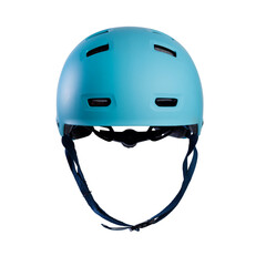 Blue protective sports helmet isolated on white background