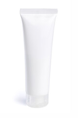 White cosmetic cream tube mockup on white background