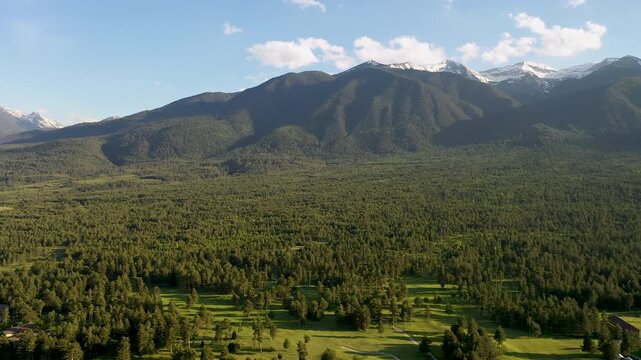 Amazing Aerial view of Pirin Mountain near city of Razlog, Bulgaria in summer time.