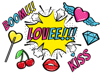 Illustration of a retro sticker on a white background.