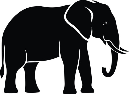 Minimalist Black Elephant Silhouette Logo on White Background