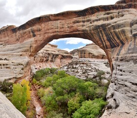 Kachina Arch, a natural stone arch found in Natural Bridges National Monument in Utah, part of the Colorado River watershed. 