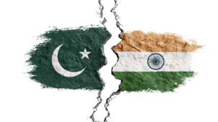 Flags of India and Pakistan Isolated on White Background for National, Diplomatic, and Cultural Concept