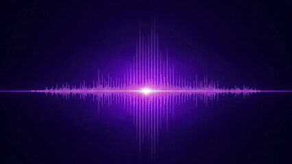 A vibrant purple sound wave glows brightly against a dark background