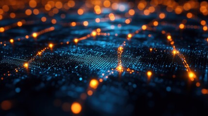 Decentralized Ledger Concept With Glowing Nodes 