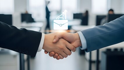 A successful business deal is sealed with a firm handshake signifying trust and partnership