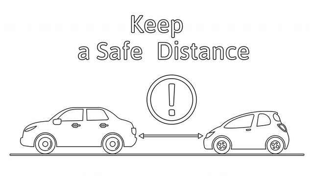 keep a safe distance cars  on the road line  animation video footage 2d motion graphics