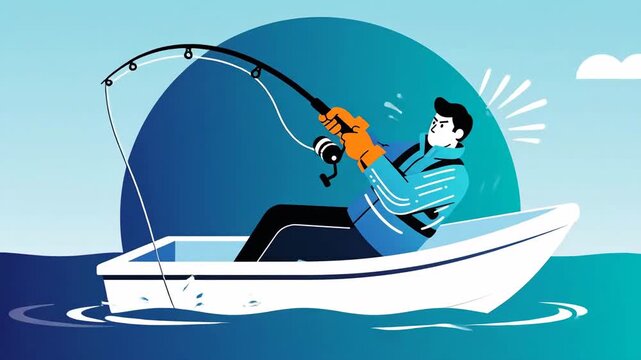 A Fisherman's Tale: Excitement And Challenges On A Vibrant Illustrated Fishing Trip, With