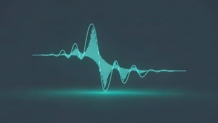 A vibrant teal waveform oscillates against a dark background with a glowing effect