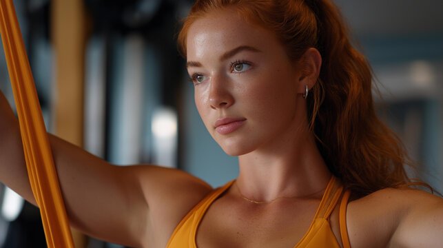 A person using resistance bands under therapist supervision, focused expression showing the challenge and hope of rebuilding strength after injury. cinematic color correction, natural uneven
