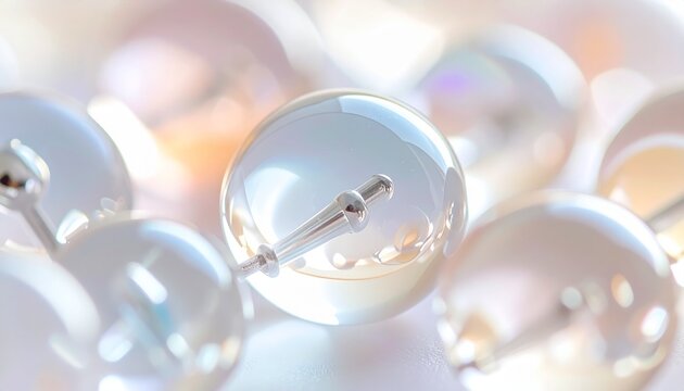 Glasperlen mit Silberkern im Detail