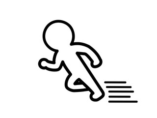 Running Stick Figure Icon with Speed Lines