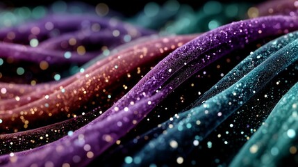 Abstract violet and pink plasma wave with glowing dots