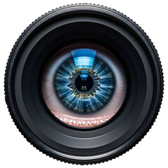 Camera lens with blue reflections