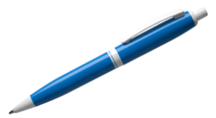 Blue metallic pen with silver accents