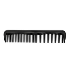 Black plastic hair comb with fine teeth isolated on a transparent background black comb