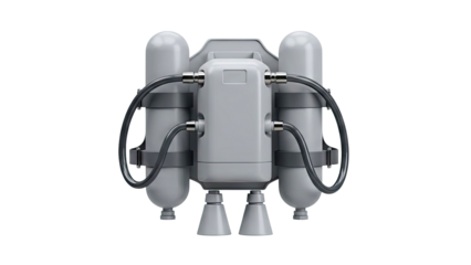 Grey Jetpack with Two Tanks and Exhaust Nozzles