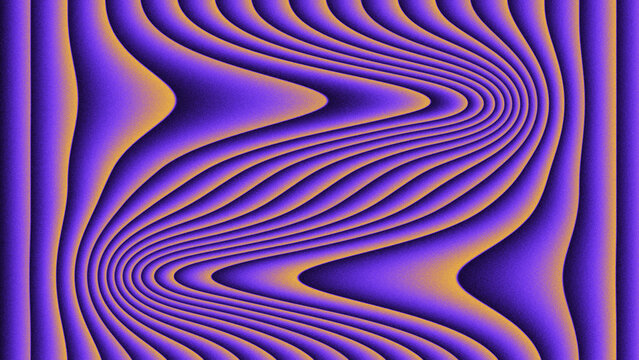 Bold purple and gold distorted waves offer a grainy background.