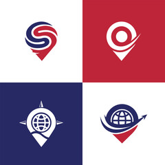 GPS map location creative logo bundle design collection modern minimal concept