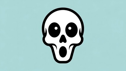 Simple Black and White Skull Illustration.