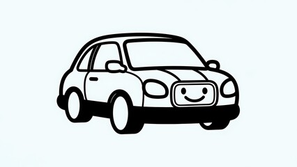 Simple black and white car illustration.