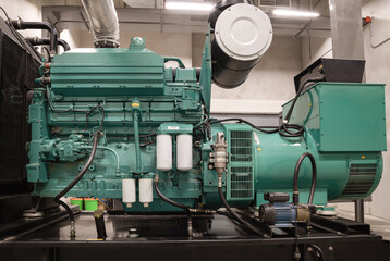Obraz premium Reserve diesel engine-generator for maintenance of trouble-free work of electrical installation.