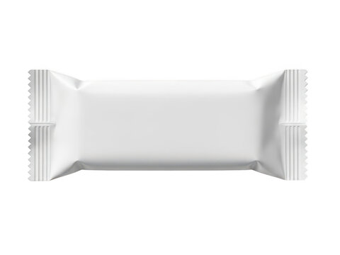 White snack bar wrapper isolated on white background