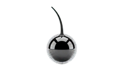 Black spherical brush with a curved handle