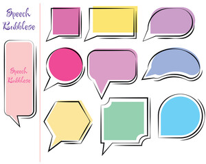 Creative Speech Bubbles Set, Minimal Abstract Speech Bubbles Illustration