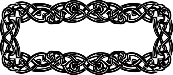 Fototapeta premium A Celtic knot border design with intricate braids and swirling patterns silhouette
