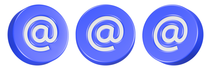 at mail icon 3d render blue circle button