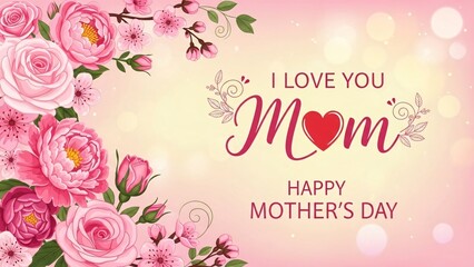 Happy mother's day greeting card with floral design and heartfelt message with mother s day and happy mother s day and mom and love and flowers