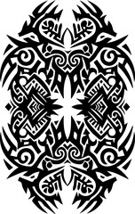 Fototapeta premium A black and white tribal tattoo design with intricate patterns and shapes silhouette