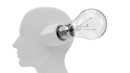 Idea Bulb in Human Head Profile