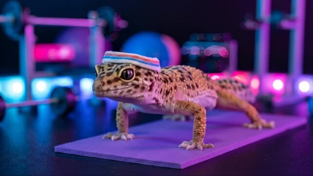 Leopard Gecko Doing Push Ups at the Gym