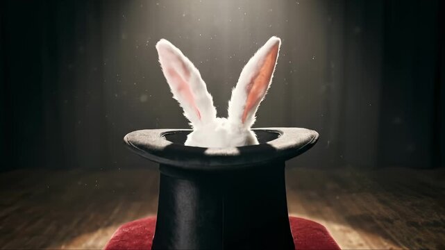 Rabbit Ears Appear From a Magician's Hat