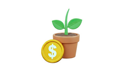 Plant Growing from Coin in Pot