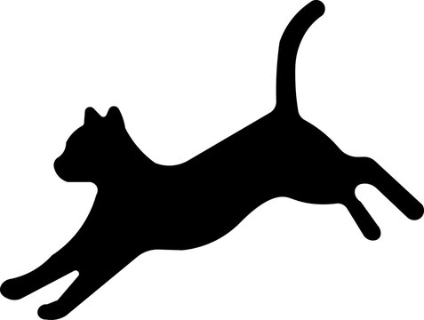 Jumping Cat Silhouette &ndash; Dynamic Feline Illustration