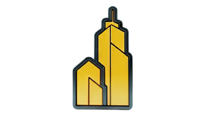 Stylized Orange and Black Skyscrapers Icon
