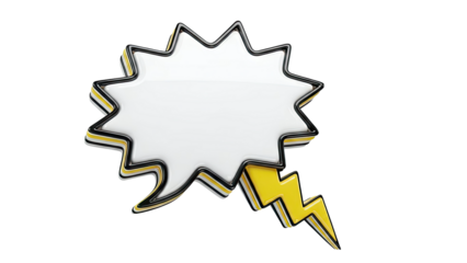 3D Comic Book Speech Bubble with Lightning Bolt