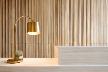 Modern reception desk with lamp