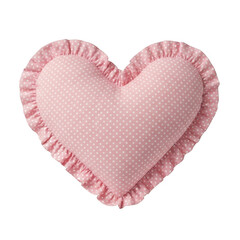 Pink polka dot heart pillow isolated on transparent background isolated on transparent background
