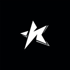 star and letter k star  logo design vector