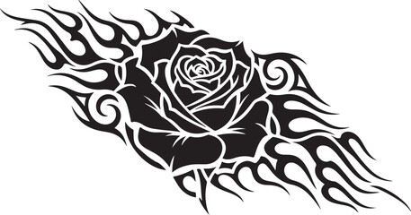 Obraz premium Tribal Flame Rose Tattoo Design Set