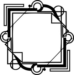 Fototapeta premium A minimalist black and white vector graphic border design with geometric shapes and lines silhouette