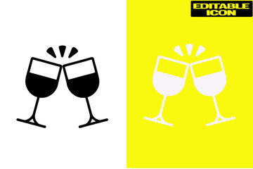 Celebratory wine glasses clinking isolated on transparent background