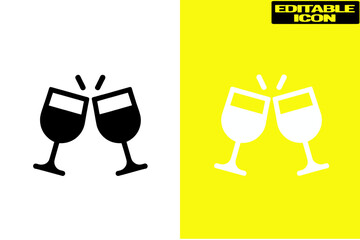 Celebratory wine glasses clinking isolated on transparent background