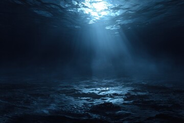 Underwater scene, sunbeams illuminating the depths (2)
