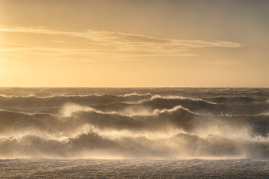 Stormy Waves at Sunset in Marina di Cecina, Tuscany