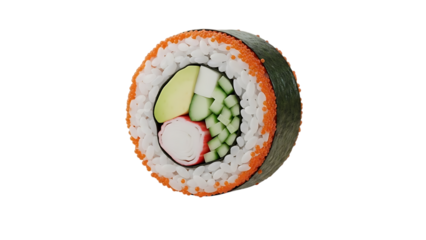 Delicious sushi roll filled with fresh vegetables